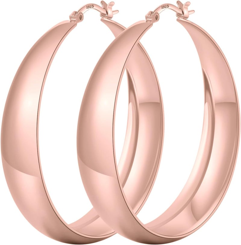 Senteria 12mm Wide Thick Hoop Earrings 925 Sterling Silver Hoop Earrings for Women Hypoallergenic 14K Real Gold Plated Hoops Large Earring Lightweight Chunky Hoops Earring for Women 25/30/40/50MM - Image 1
